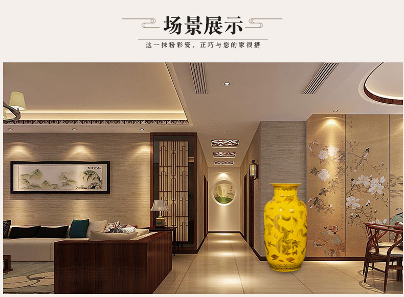 Jingdezhen ceramic big vase furnishing articles large sitting room ground flower arrangement of new Chinese style household porch TV ark, furnishing articles