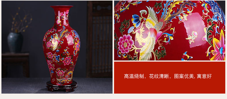 Jingdezhen ceramic big vase furnishing articles large sitting room ground flower arrangement of new Chinese style household porch TV ark, furnishing articles