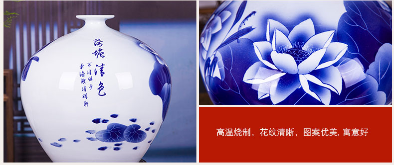 The Master of jingdezhen ceramics by hand draw blue and white porcelain vase peony pomegranate bottles of jade pool rich ancient frame furnishing articles