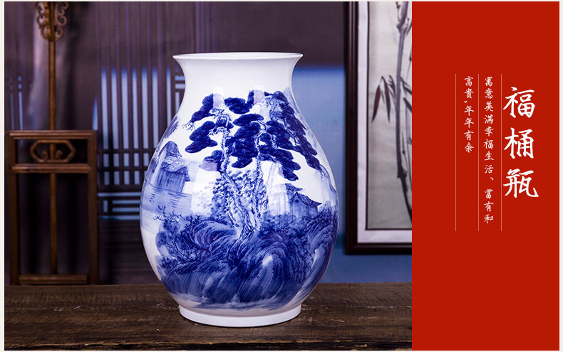 The Master of jingdezhen ceramics by hand draw blue and white porcelain vase peony pomegranate bottles of jade pool rich ancient frame furnishing articles