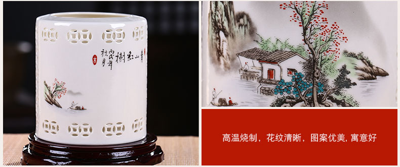 Jingdezhen porcelain brush pot manual desk furnishing articles study four treasures hair brush pot restoring ancient ways head 'day gift