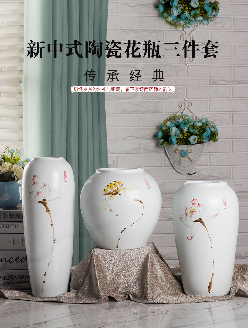 Ceramic vase three - piece creative furnishing articles contracted sitting room adornment blue flower vase TV ark, decoration decoration