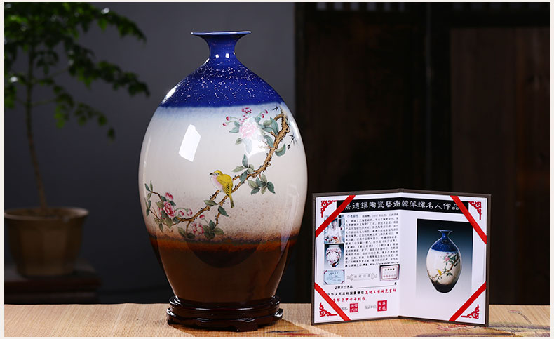 Jingdezhen ceramic hand - made vases furnishing articles of the new Chinese style household TV ark, wine porch flower arranging flower decorations