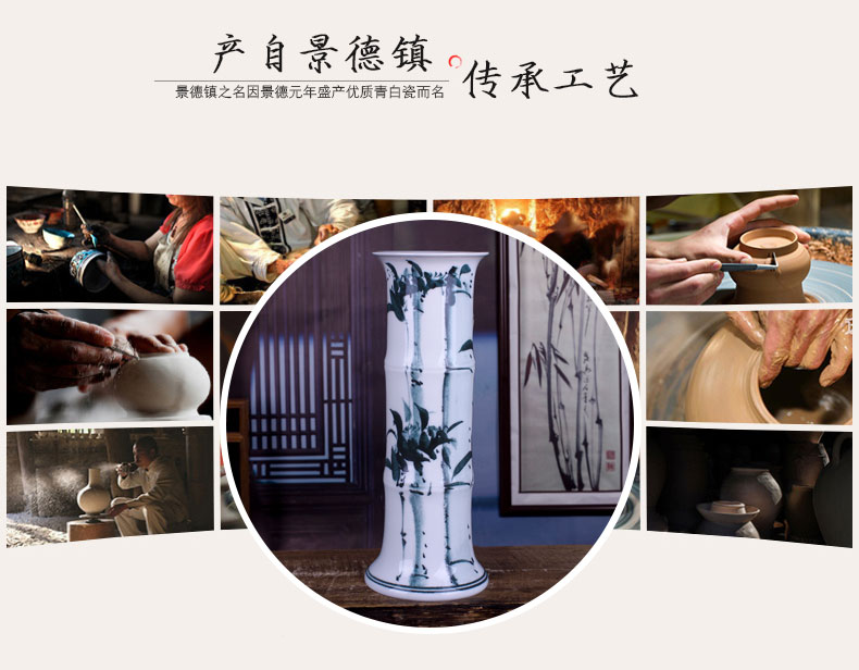 Jingdezhen ceramic lucky bamboo vase large landing hydroponic flower arrangement of I and contracted sitting room adornment porcelain furnishing articles