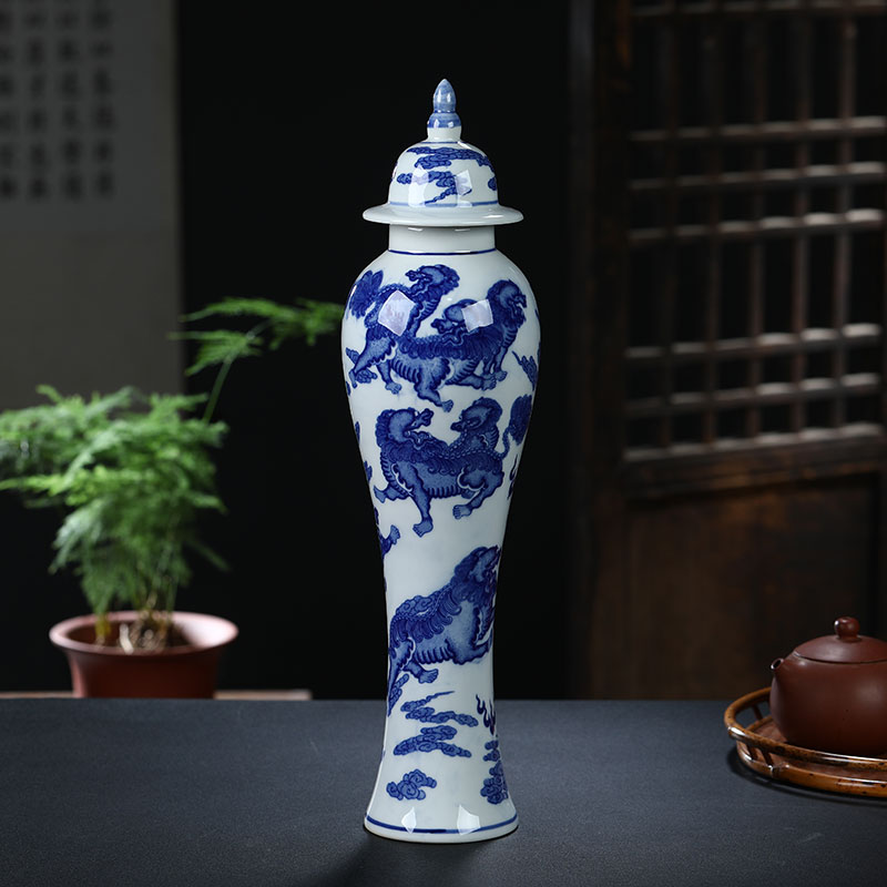 Jingdezhen ceramics arts and crafts porcelain vase of blue and white porcelain vase sitting room adornment household can of rich ancient frame furnishing articles