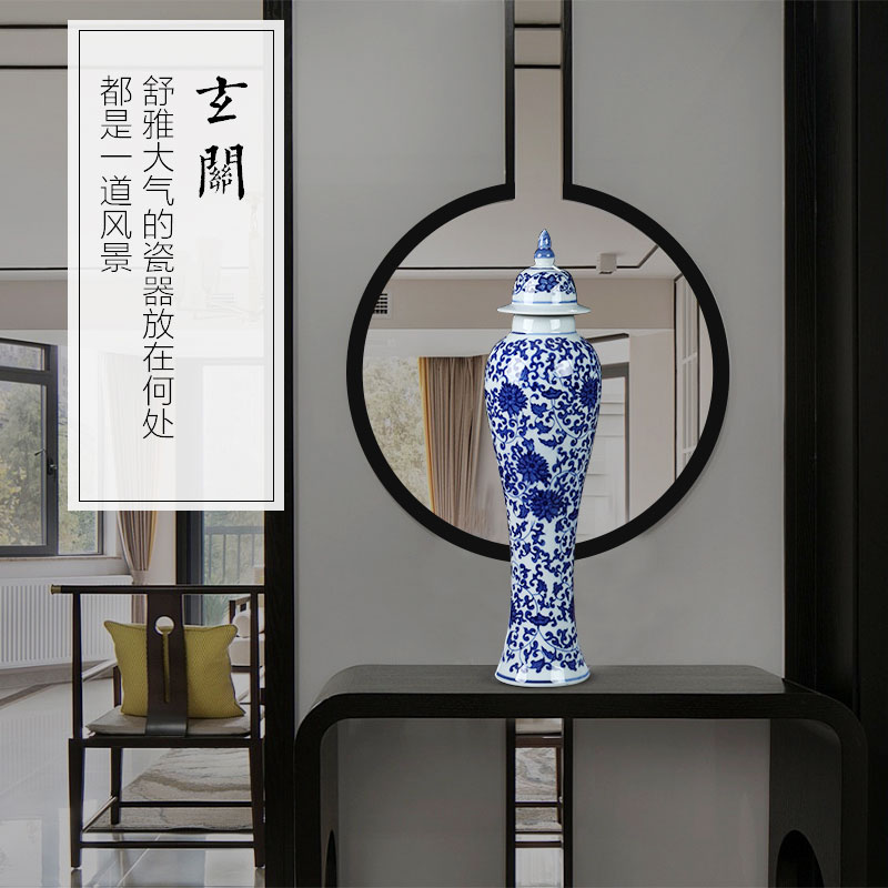 Jingdezhen ceramics arts and crafts porcelain vase of blue and white porcelain vase sitting room adornment household can of rich ancient frame furnishing articles