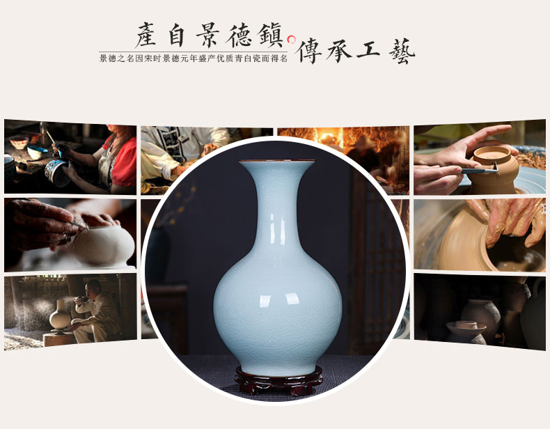 Jingdezhen ceramics antique vase shadow blue glaze up crack sitting room home decoration handicraft decoration furnishing articles