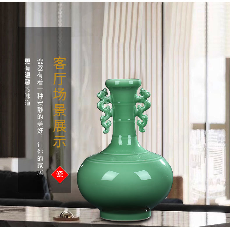 Jingdezhen ceramic antique shadow blue glaze ears vase Chinese style restoring ancient ways is the sitting room porch decoration rich ancient frame furnishing articles