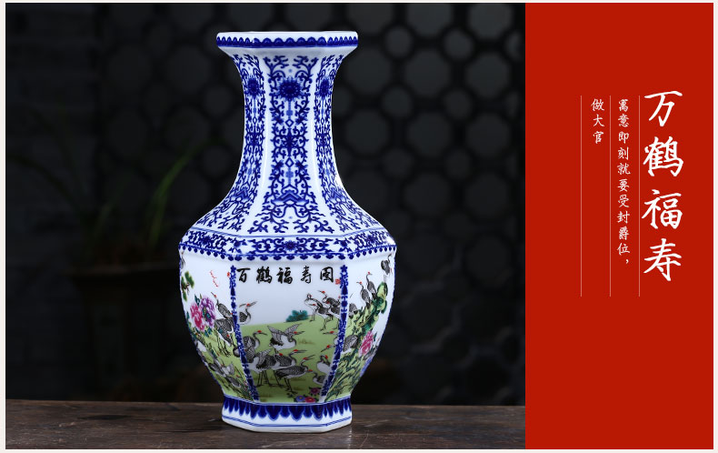 Jingdezhen blue and white porcelain antique archaize ceramic vase furnishing articles the six - party new Chinese flower arranging sitting room adornment