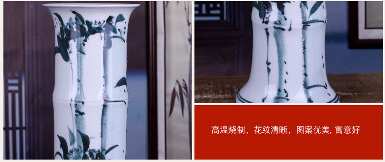 Jingdezhen ceramic lucky bamboo vase large landing hydroponic flower arrangement of I and contracted sitting room adornment porcelain furnishing articles