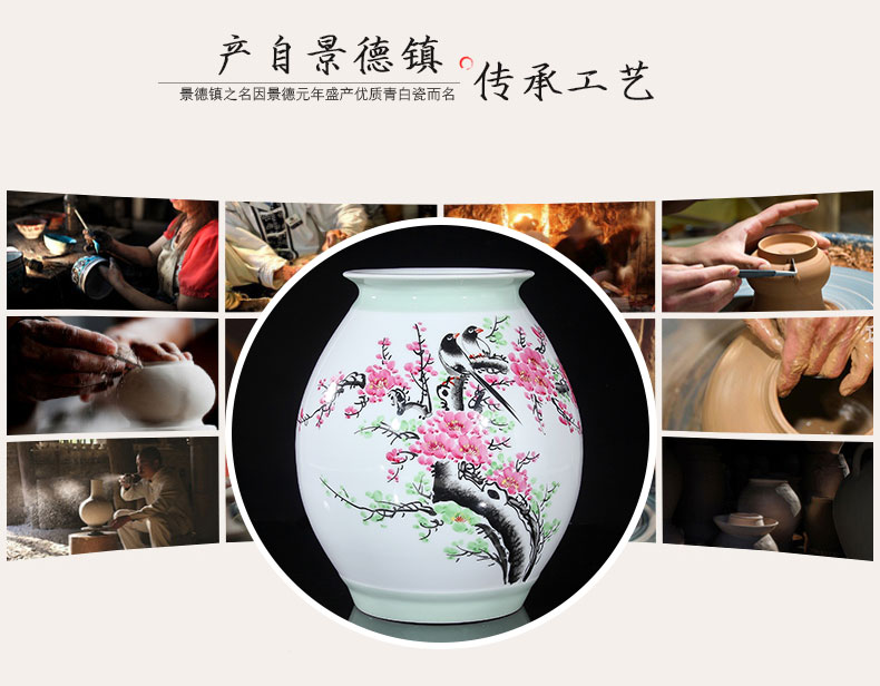 Jingdezhen ceramics vase celebrity virtuosi water points peach blossom put hand - made beaming vase collection certificate