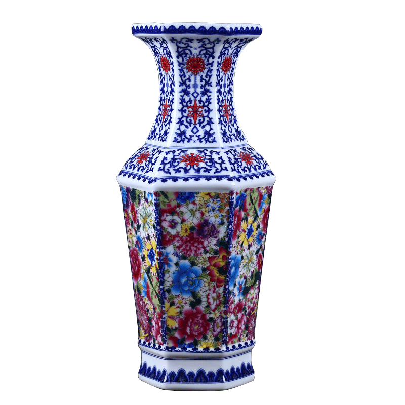 Jingdezhen blue and white porcelain antique archaize ceramic vase furnishing articles the six - party new Chinese flower arranging sitting room adornment