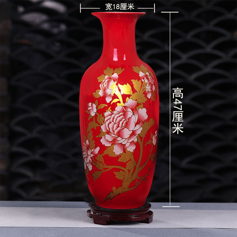 Jingdezhen ceramics China red peony idea gourd vases new home decoration decorated furnishing articles furnishing articles