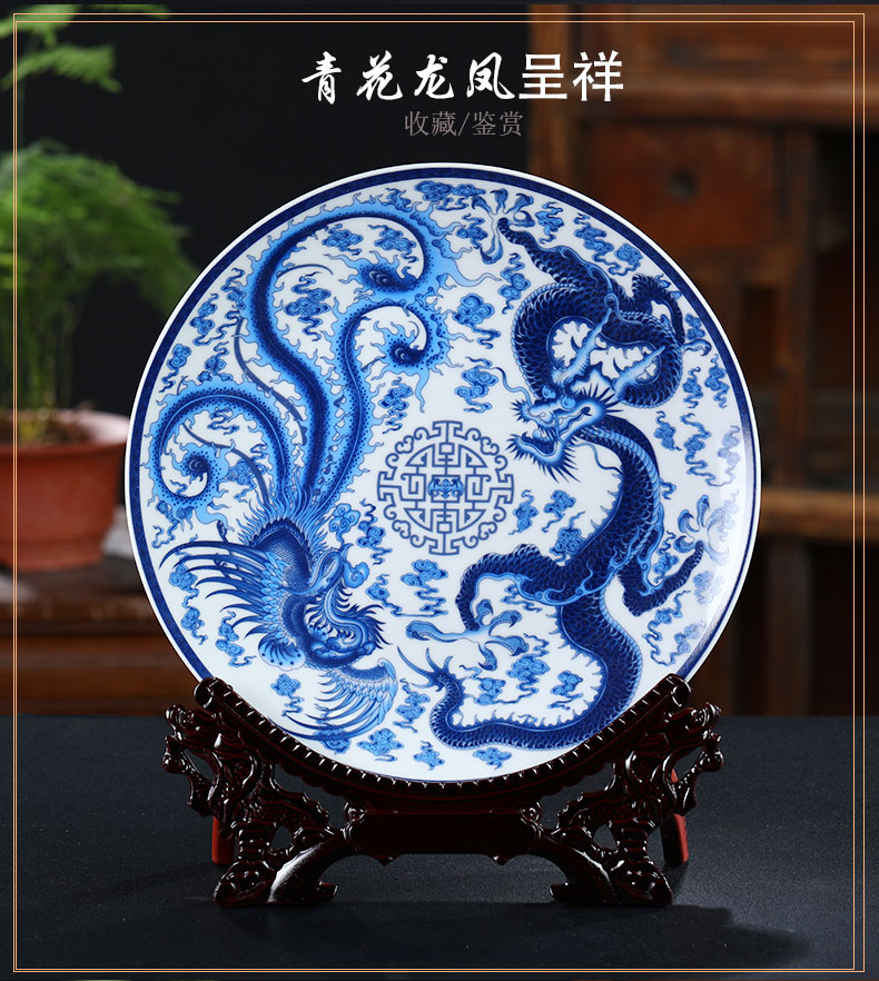 Five NiuTu jingdezhen ceramics decoration plate plate sat dish home rich ancient frame porch handicraft furnishing articles