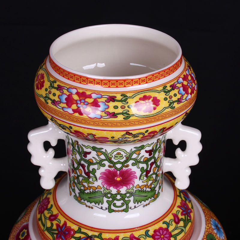 Jingdezhen ceramics hollowed famille rose porcelain vase archaize contracted sitting room home fashion accessory products furnishing articles