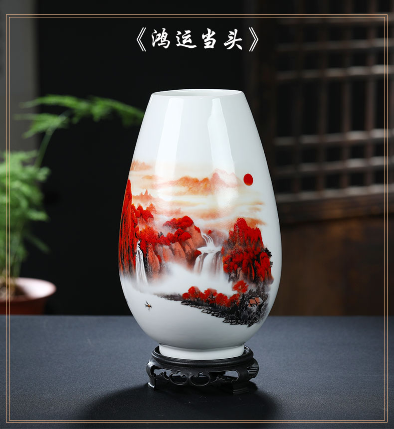 Luck, three - piece ceramic vase of jingdezhen porcelain decorative furnishing articles study wine TV ark, arts and crafts