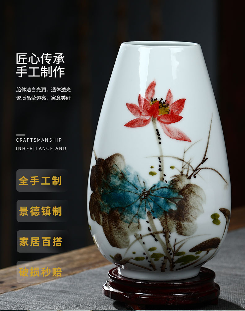 Jingdezhen ceramics hand - made Chinese vase peony lotus flower arranging home decoration wine crafts are sitting room