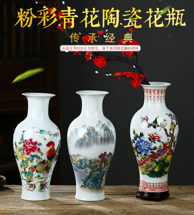 Blue and white porcelain of jingdezhen ceramics flower arranging antique vase lucky bamboo living room TV cabinet craft ornaments furnishing articles