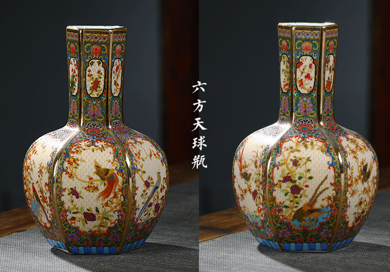 Jingdezhen ceramics enamel see colour imitation the qing qianlong vase Chinese style classical wine flower arrangement sitting room adornment ornament