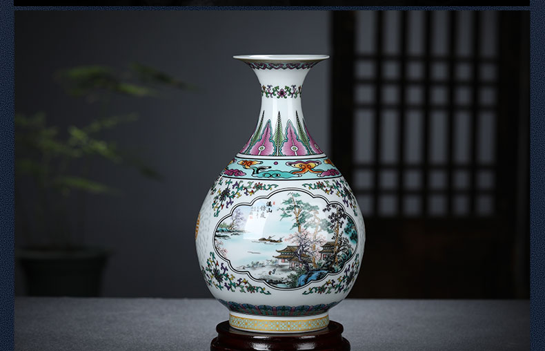 Jingdezhen ceramics vase furnishing articles, the sitting room is blue and white and exquisite ipads China Chinese flower arranging rich ancient frame craft ornaments