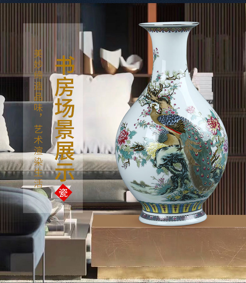 Jingdezhen ceramic vases, new Chinese style living room porch TV ark, flower arranging flower decoration craft ornaments furnishing articles