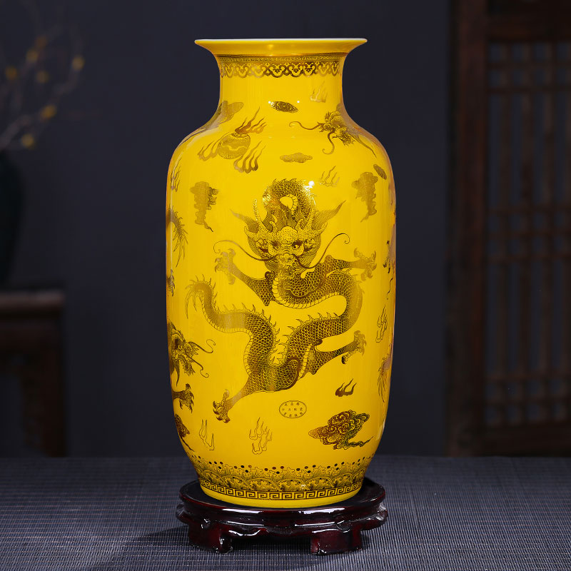 Ceramic powder of large vase inserted colored enamel vase of modern Chinese style flower implement furnishing articles furnishing articles decoration large living room