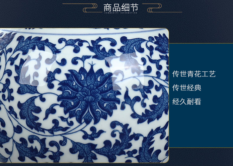 Blue and white porcelain of jingdezhen ceramics vase flower arranging place new Chinese handicrafts rich ancient frame trinket sitting room