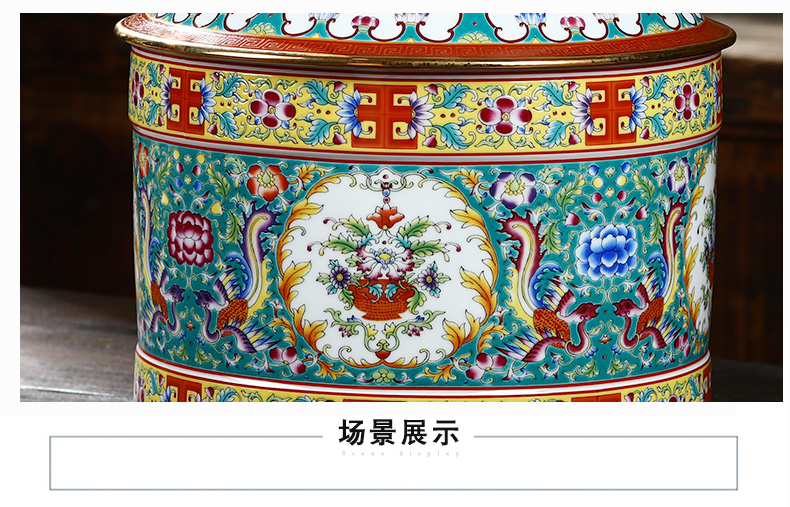 Jingdezhen ceramics pastel colored enamel handpainted large caddy fixings puer tea cake storage tank tea boxes