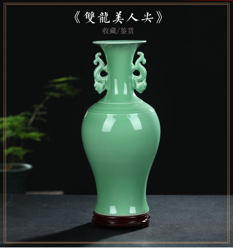 Jingdezhen ceramic antique shadow blue glaze ears vase Chinese style restoring ancient ways is the sitting room porch decoration rich ancient frame furnishing articles