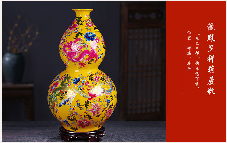 Ceramic powder of large vase inserted colored enamel vase of modern Chinese style flower implement furnishing articles furnishing articles decoration large living room