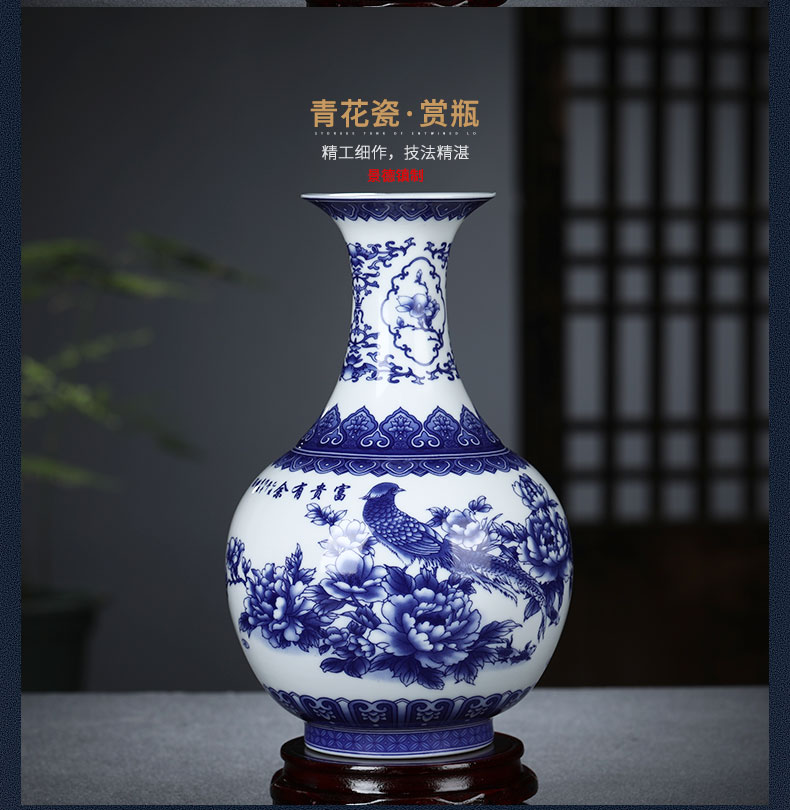 Jingdezhen ceramics vase furnishing articles, the sitting room is blue and white and exquisite ipads China Chinese flower arranging rich ancient frame craft ornaments