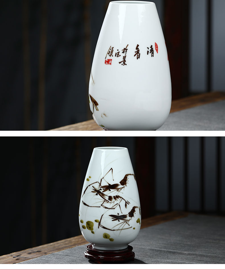 Jingdezhen ceramics hand - made Chinese vase peony lotus flower arranging home decoration wine crafts are sitting room