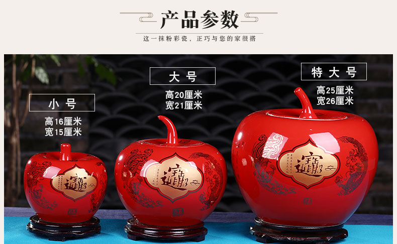 Send China red apple base of jingdezhen ceramics handicraft furnishing articles creative decorative household act the role ofing is tasted a wedding gift