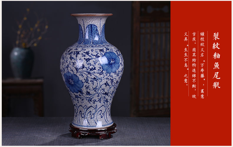 Jingdezhen ceramics guanyao classical arts and crafts of blue and white porcelain vase hand - made under glaze color antique home furnishing articles