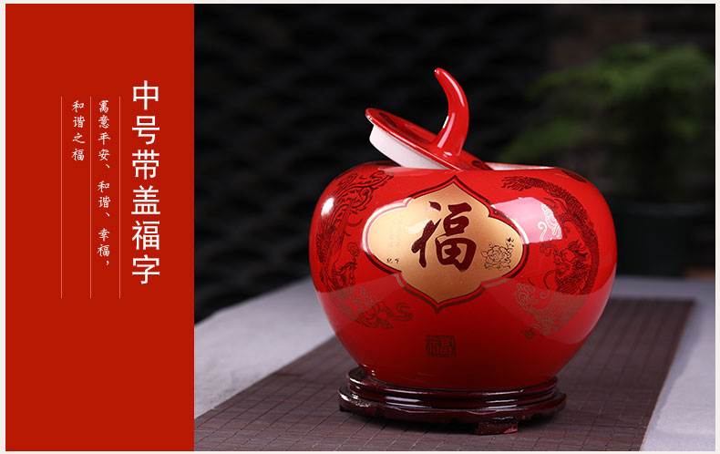 Send China red apple base of jingdezhen ceramics handicraft furnishing articles creative decorative household act the role ofing is tasted a wedding gift