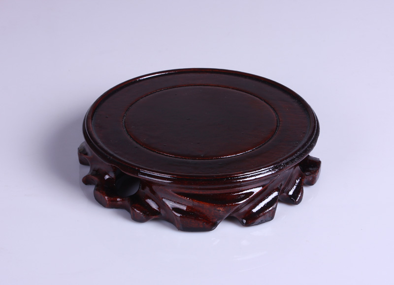 Solid wood ShouGong root carving stone flower vase base base bonsai penjing jade stone arts and crafts