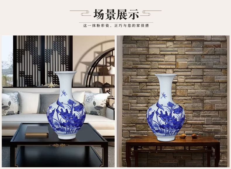 Jingdezhen ceramics craft anaglyph blue and white porcelain vases, modern household adornment handicraft decoration parts