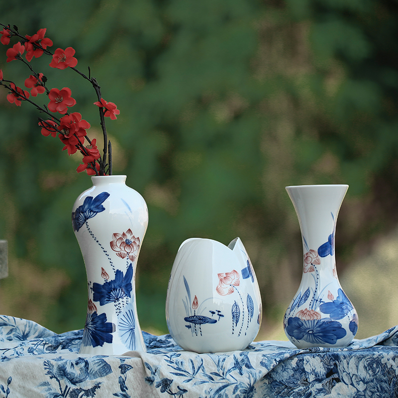 Jingdezhen ceramic hand - made porcelain vases, I and contracted household act the role ofing is tasted China lotus scenery figure