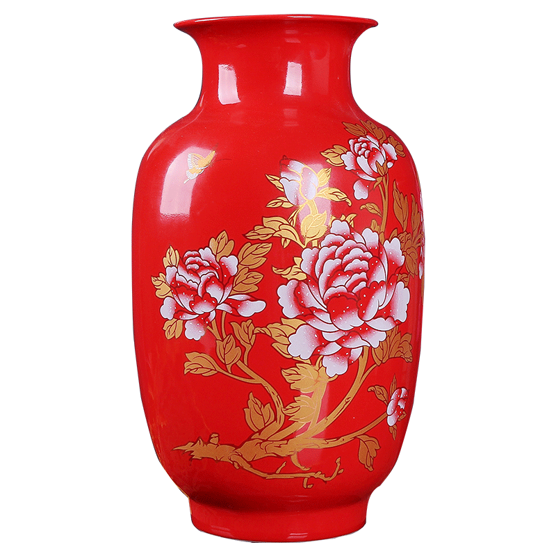 Jingdezhen ceramics China red peony idea gourd vases new home decoration decorated furnishing articles furnishing articles