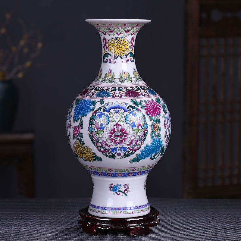 Jingdezhen ceramics enamel see colour blue and white porcelain luminous powder enamel floret bottle home furnishing articles sitting room decoration gifts