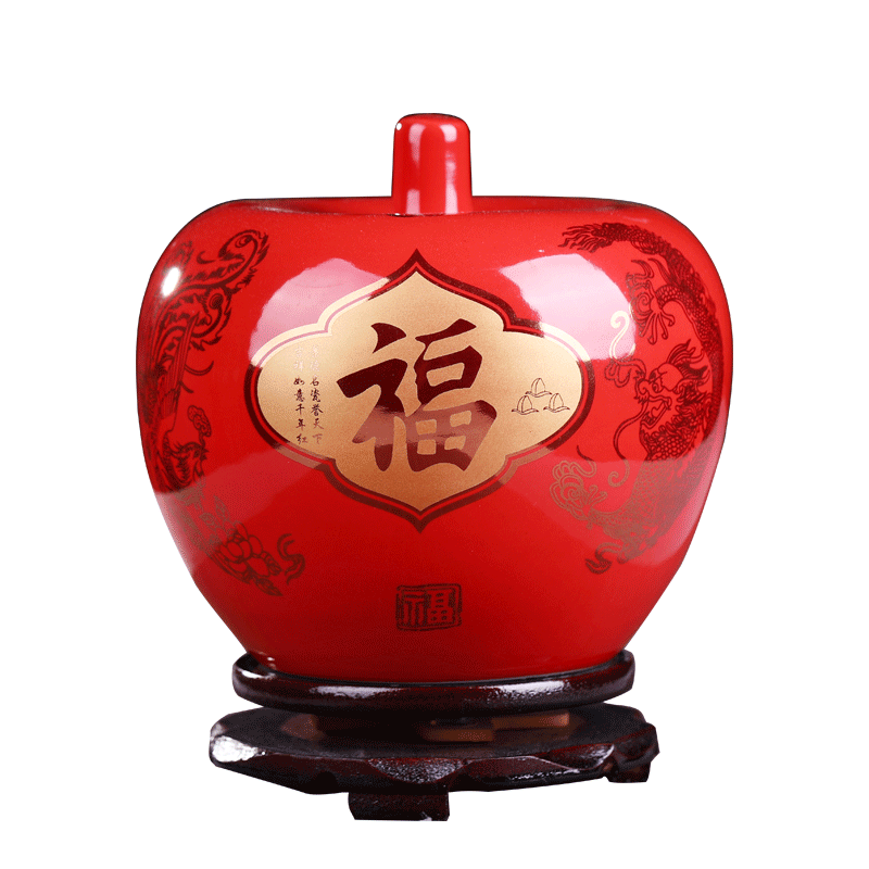 Jingdezhen ceramic storage tank with cover pot large Chinese red home sitting room adornment is placed a wedding gift