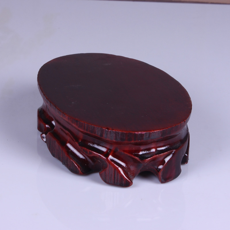 Solid wood ShouGong jade carved on the base of irregular ellipse flat look strange stone base seat tea vase base