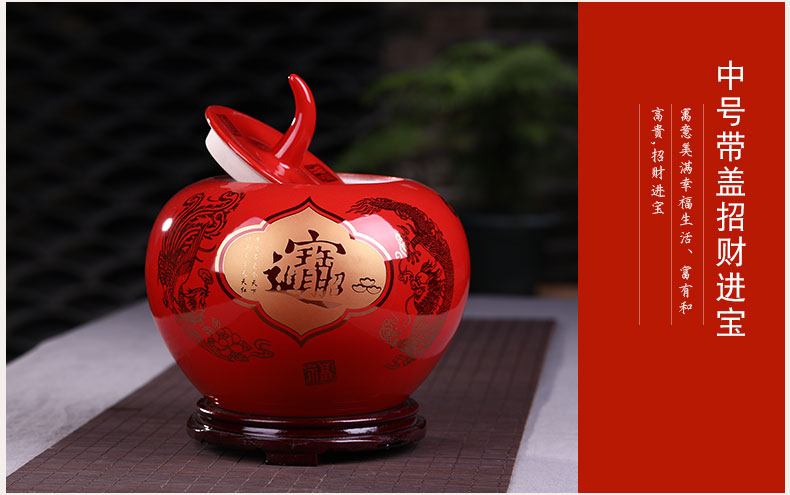 Send China red apple base of jingdezhen ceramics handicraft furnishing articles creative decorative household act the role ofing is tasted a wedding gift