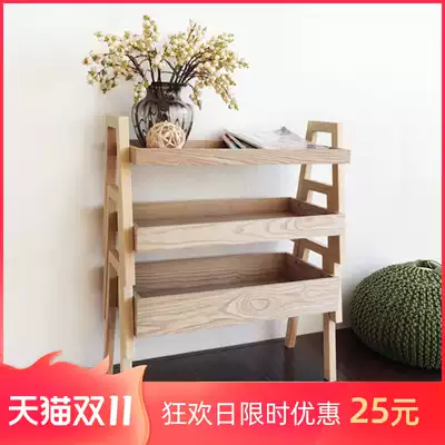 Le Pin Shangju multi-storey wooden shelf kitchen floor storage shelf balcony flower stand meat room storage artifact