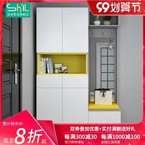 Household entrance hall cabinet Nordic shoe cabinet porch cabinet large capacity storage locker partition cabinet coat hanger