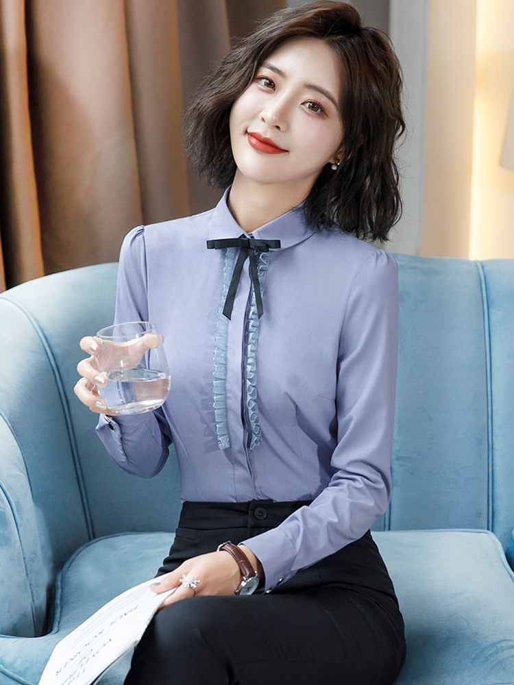 Hotel waiter overalls shirt autumn suit female KTV front desk cashier shirt Western restaurant tooling uniform