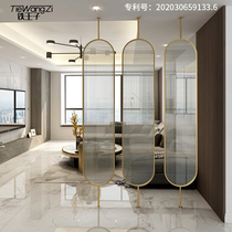 Changhong glass partition wall screen Office block entrance Living room Stainless steel rotatable Nordic light luxury decoration