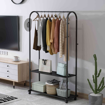 Light luxury hanger Floor-to-ceiling bedroom with wheel simple coat rack Simple modern household clothes rack storage rack