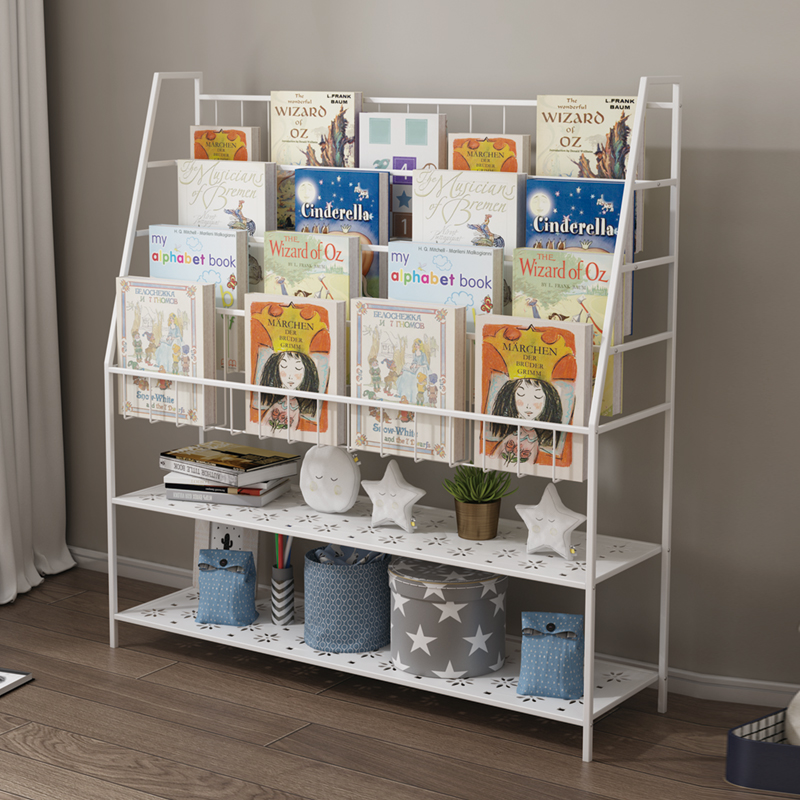 Iron Art Children's Classroom Bookshelves Landing Students Classrooms Plotbook Shelves Large Capacity Shelves Press Containing Magazine Racks