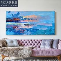 78 Nine North Europe light luxury living room hand painted decorative painting seascape landscape oil painting handmade bedroom bedside painting custom